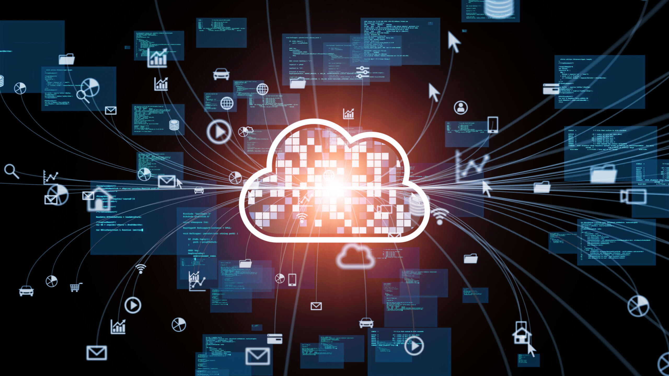 Graphic of Cloud computing concept. Communication network.