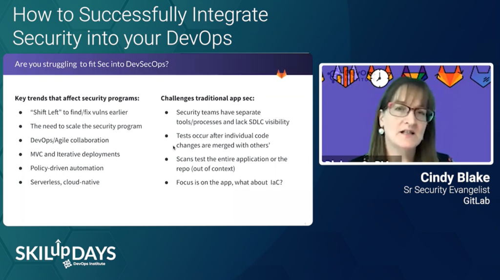 Cindy Blake of GitLab at SKILup Day DevSecOps