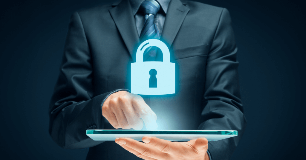 stock image of cybersecurity person