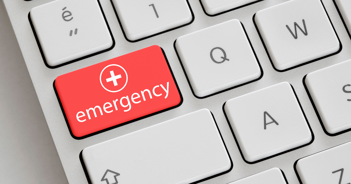Red "emergency" button on a keyboard 
