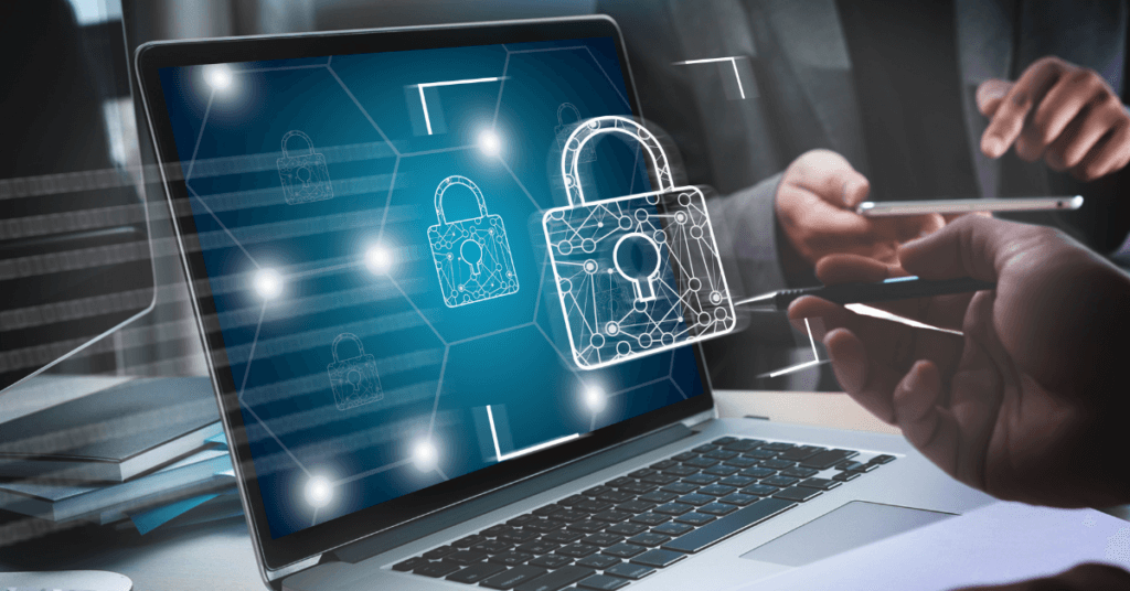 Stock image of business tech security fire wall protection