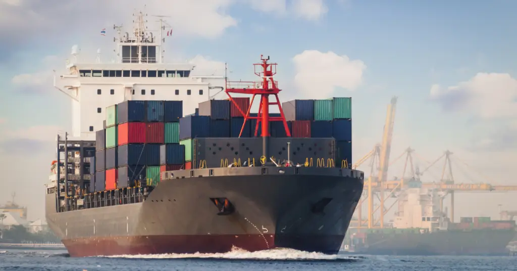 Large container cargo ship in the ocean